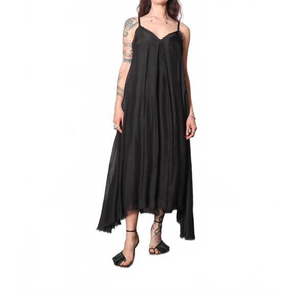 NEW SANCTAMUERTE maxi slip dress in black